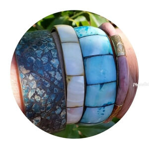 Vintage inlaid‎ MOP bangle set